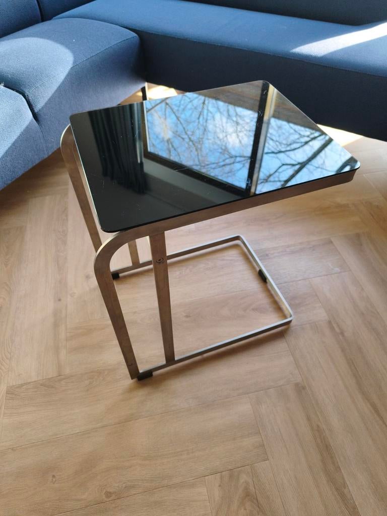 Camerich Flex Aanschuiftafel / Bijzettafel - Zwart Glas, Huis en Inrichting, Tafels | Bijzettafels, 45 tot 60 cm, Minder dan 55 cm