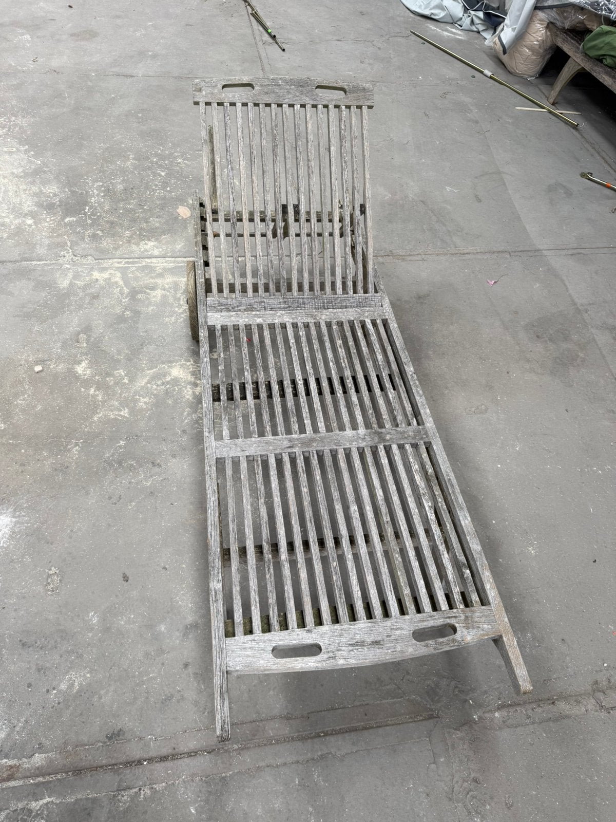 Set teak: 4 ligbedden en 6 stoelen, Ophalen of Verzenden, Gebruikt