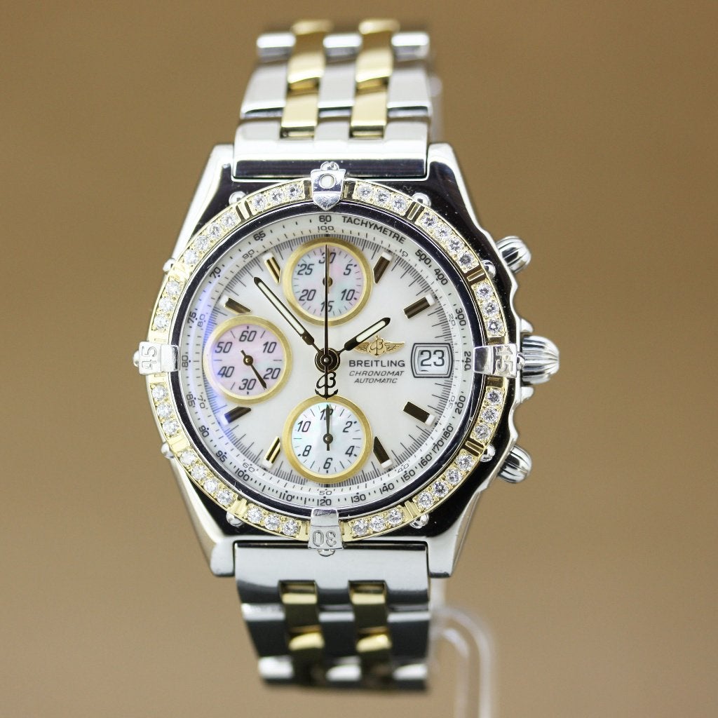 Breitling Chronomat GT D13050 MOP Diamant, Staal, Gebruikt, Breitling, Polshorloge