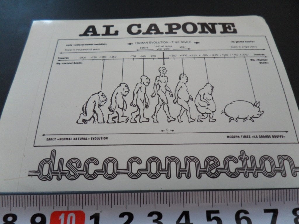 sticker al capone disco connection human evolution time scal, Verzamelen, Ophalen of Verzenden, Zo goed als nieuw