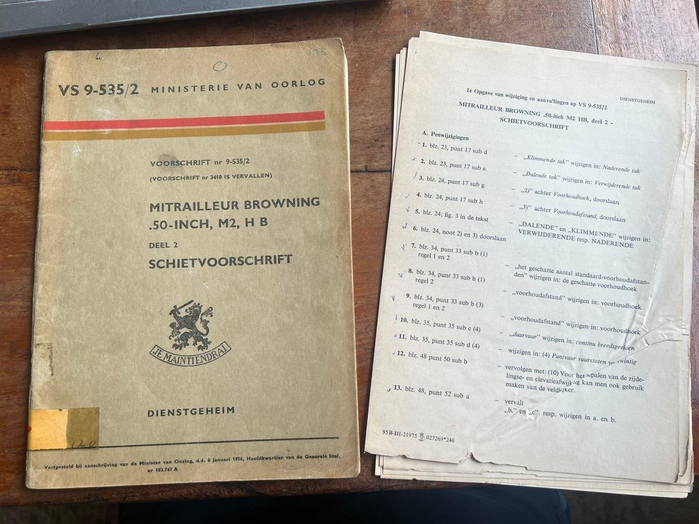 KL Defensie .50 cal machinegeweer schiet voorschrift 1956, Verzamelen, Verzenden, Nederland, Boek of Tijdschrift, Landmacht