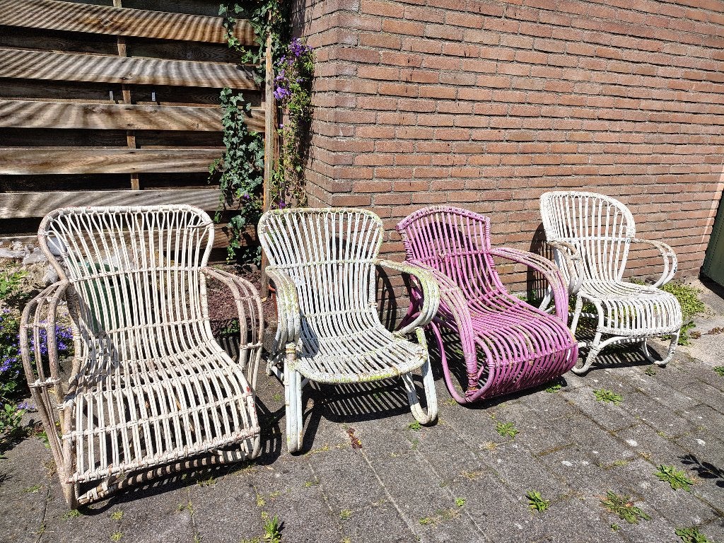pitrieten tuinstoelen, Ophalen, Gebruikt, Overige kleuren, Riet of Rotan