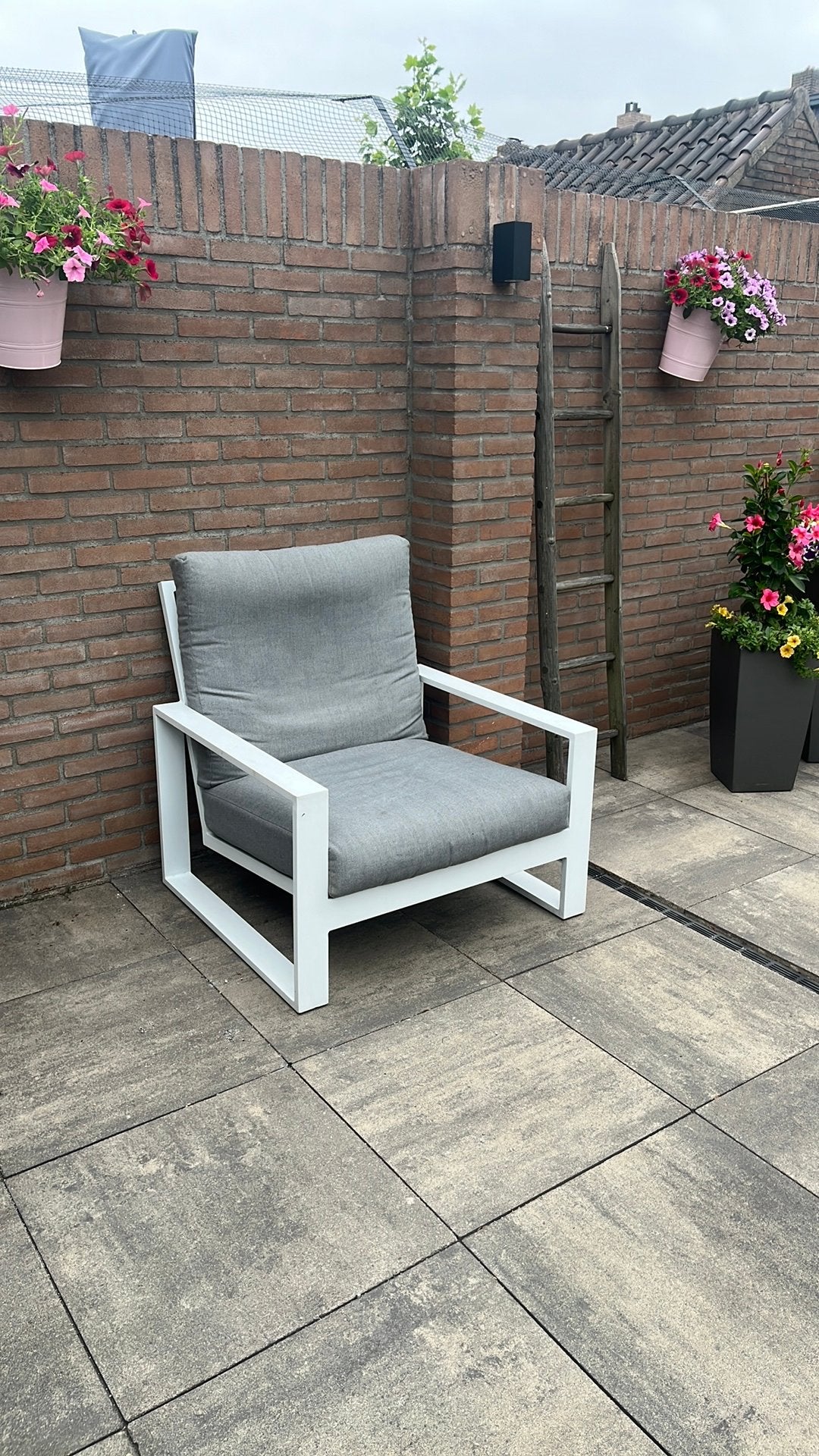 Tuinstoel wit, Tuin en Terras, Tuinsets en Loungesets, Gebruikt, Aluminium, Stoel, Ophalen