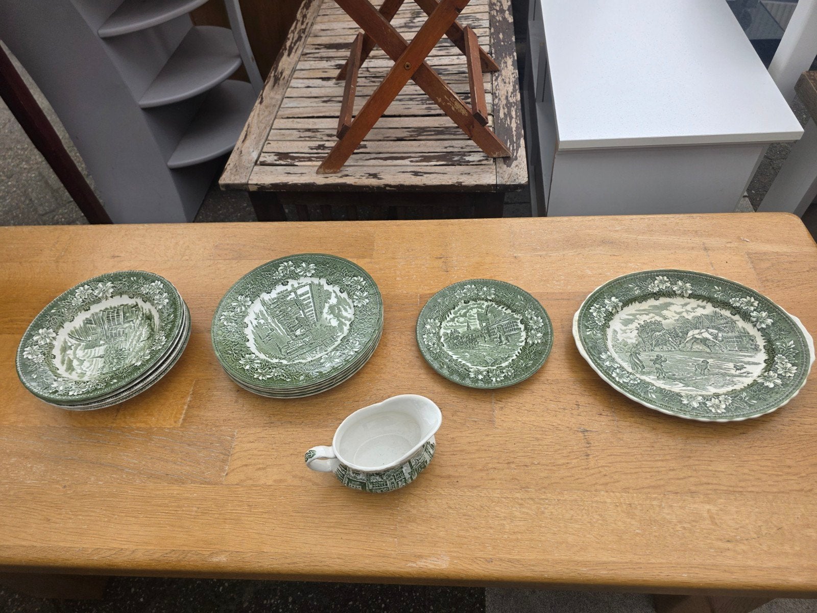 Royal Tudor Ware 'Coaching Taverns' servies - groen, Ophalen of Verzenden