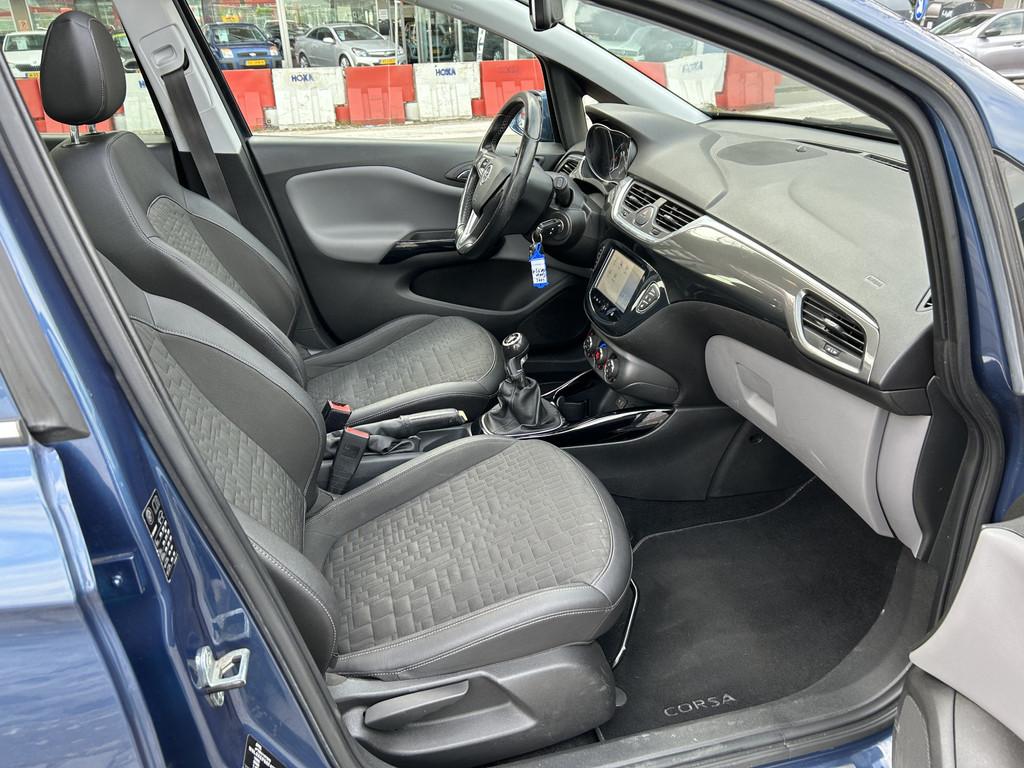 Opel Corsa 1.0 Turbo Cosmo panodak navi/camera airco/ecc, Auto's, Voorwielaandrijving, Gebruikt, Blauw, Leder en Stof