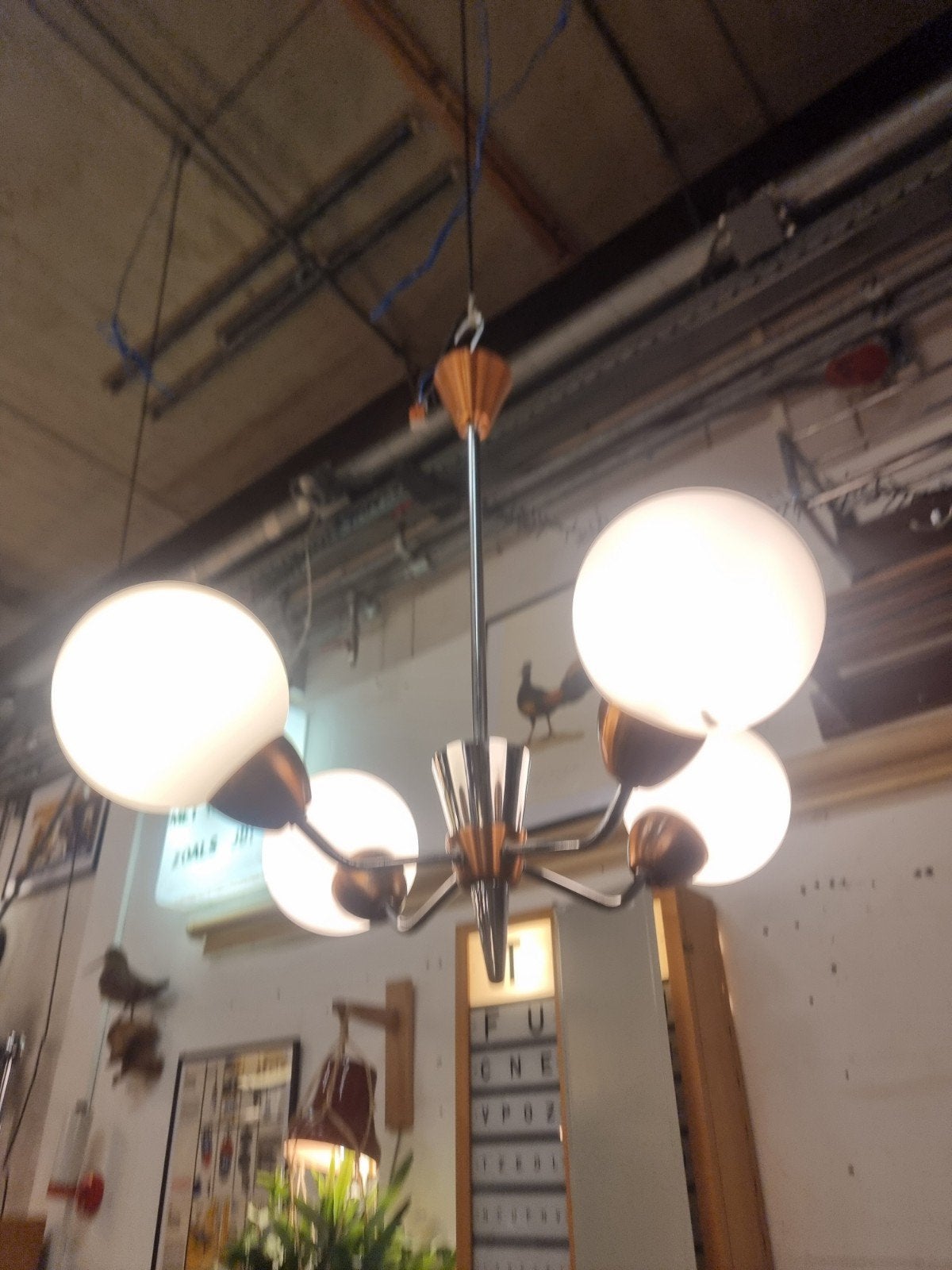 Vintage hanglamp jaren 6o sputnik, Gebruikt, ,, Ophalen of Verzenden, ,