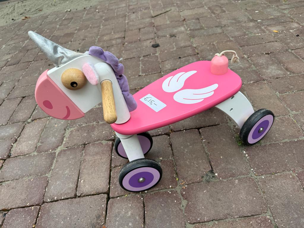 Houten Eenhoorn Loopfiets Roze, Ophalen of Verzenden, Gebruikt, Loopfiets