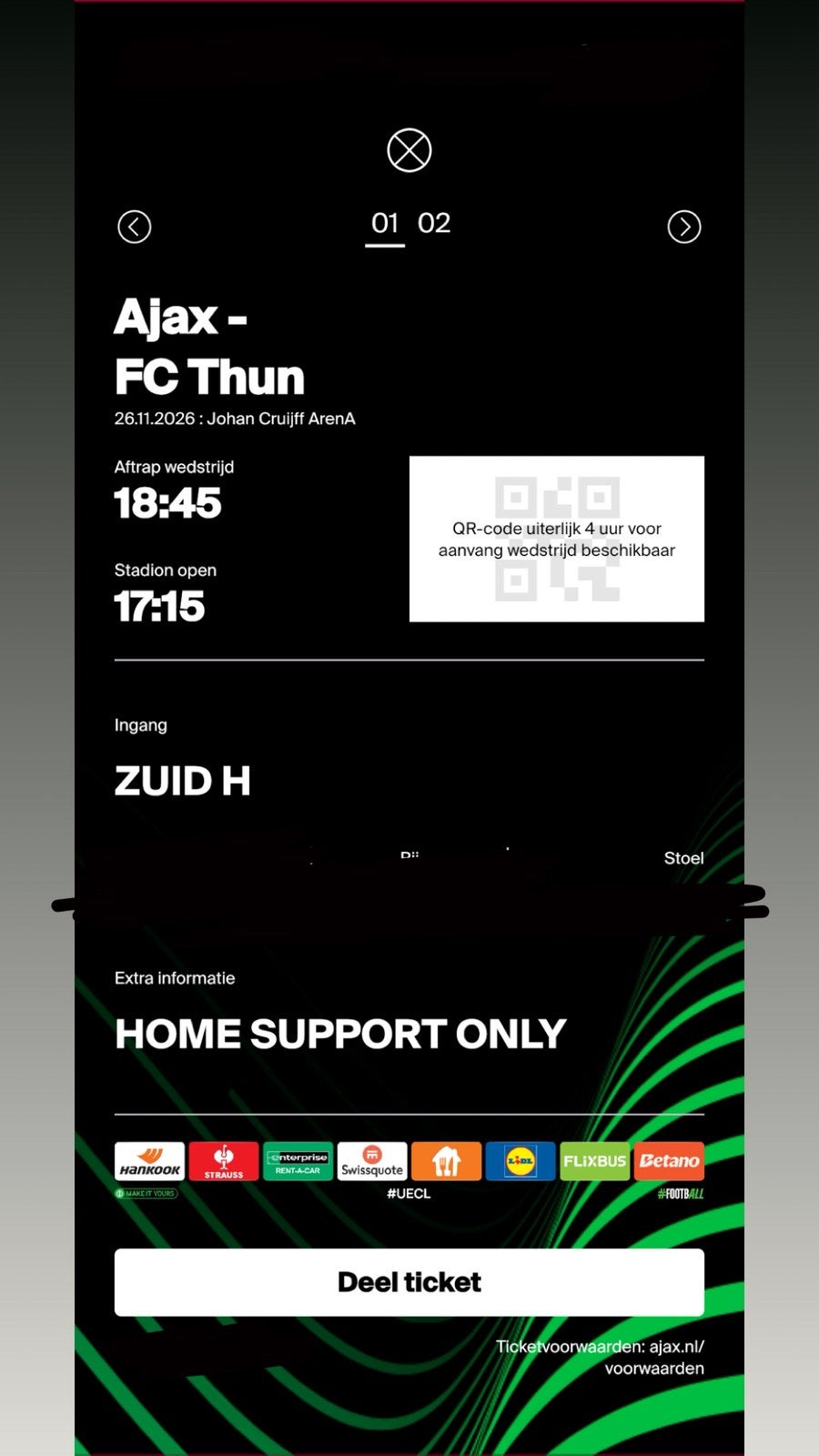 Ajax - Fc Thun FSIDE kaart komt via officiële app!, Eén persoon
