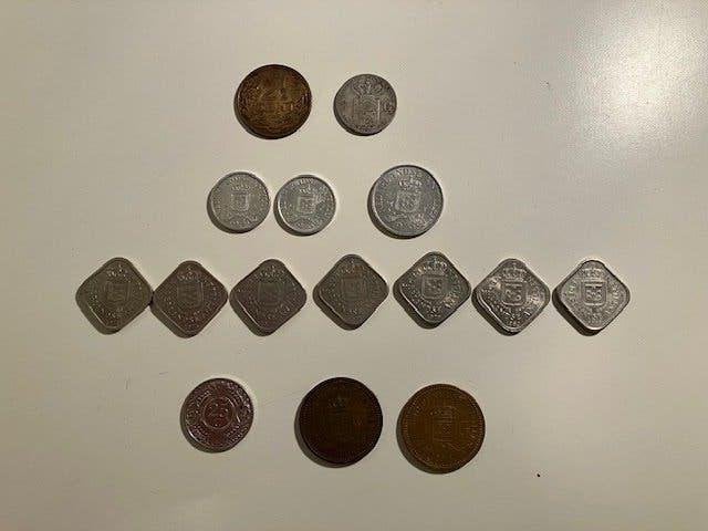 18 munten Nederlandse Antillen, incl. 2 Curacao, 1900-2016, Koningin Juliana, Zilver, Losse munt, Overige waardes