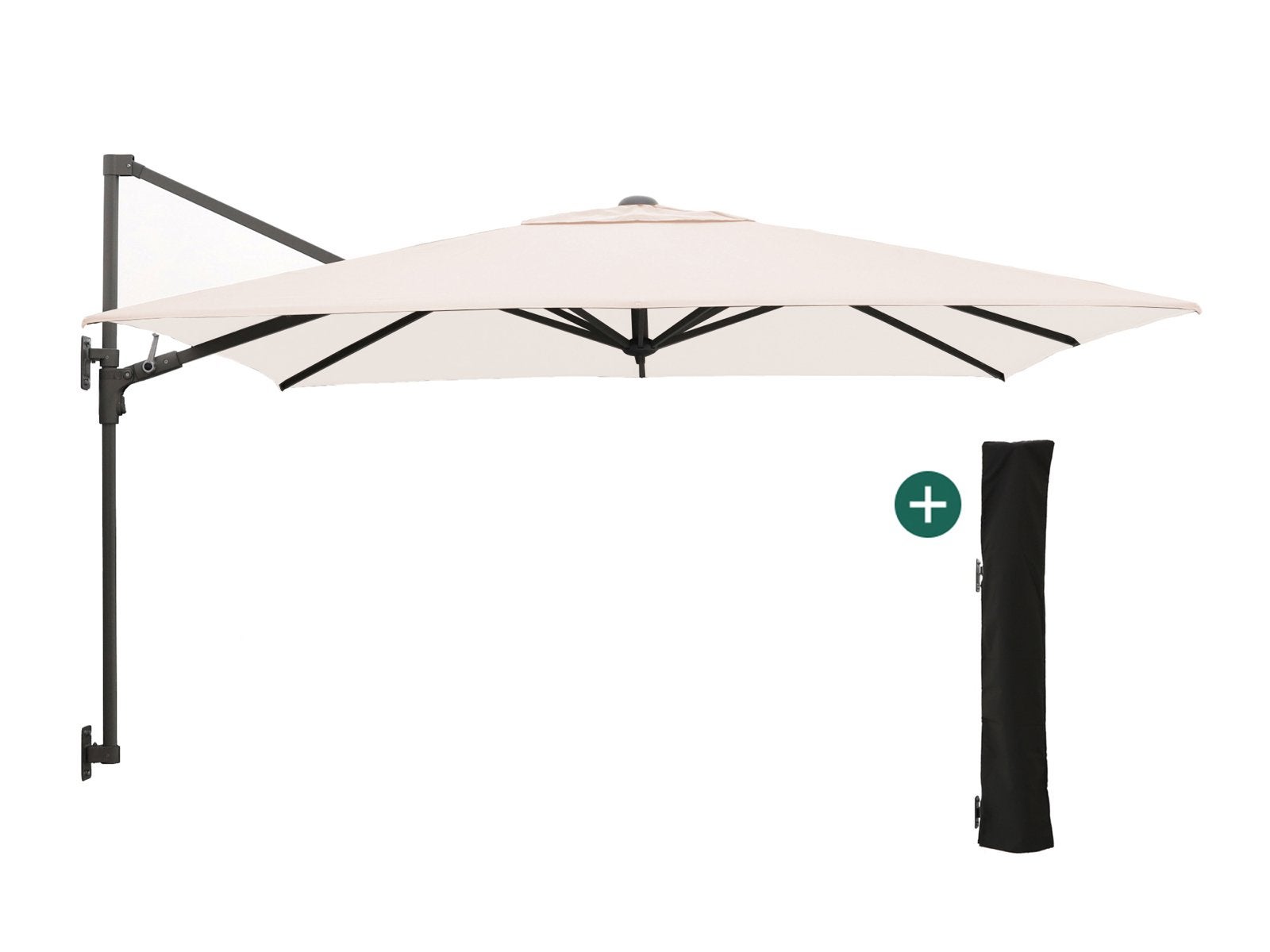 Shadowline Muurparasol Taupe 250x250 (incl. hoes), Tuin en Terras, Ophalen, Nieuw, 2 tot 3 meter, Muurparasol