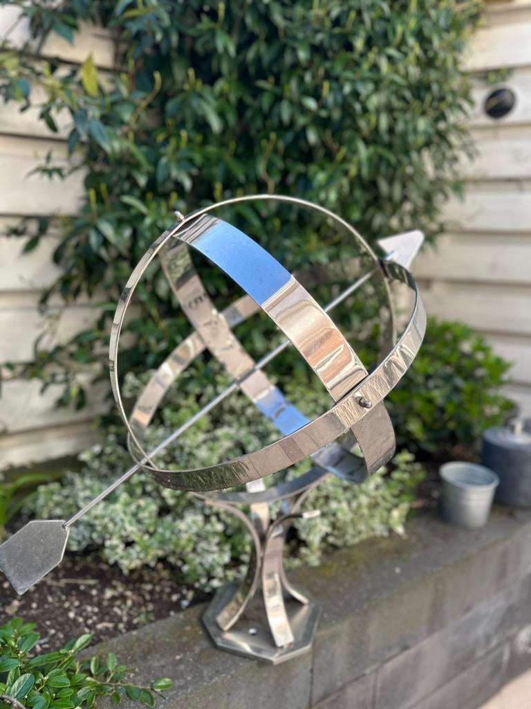 Rvs grote zonnewijzer, Tuin en Terras, Zonnewijzers, Ophalen, Zo goed als nieuw