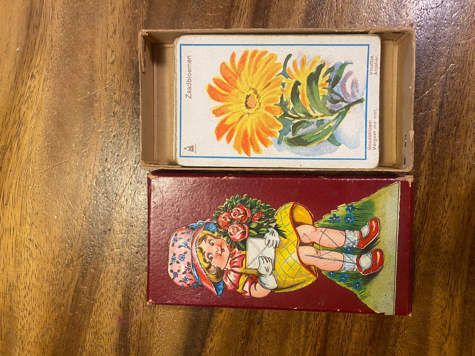 Antiek kwartet,De Klok,36 kaarten,1950,kompleet,doos10.5x6.5, Ophalen of Verzenden, Zo goed als nieuw