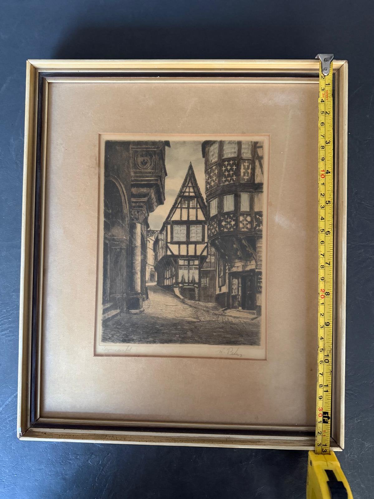 ets van kunstenaar W. Peters, Ophalen, Stadsgezicht, Gesigneerd, 1950 - 1999