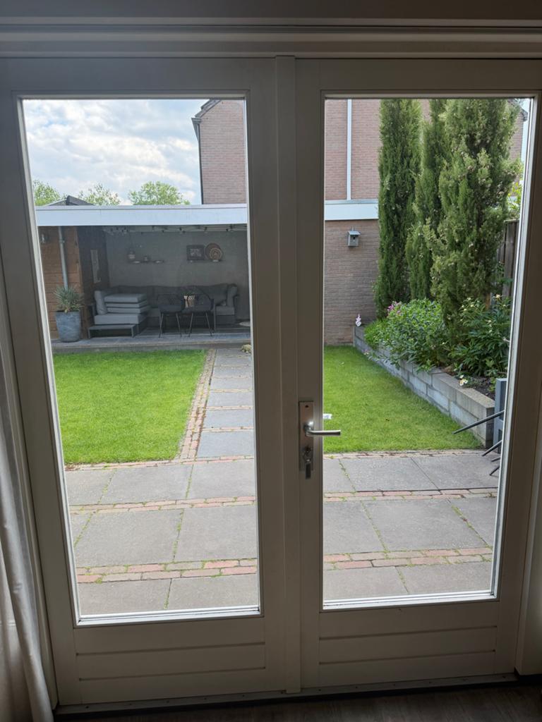 Hardhouten openslaande deuren met dubbel glas en 3-puntsslot, Ophalen, Gebruikt, Buitendeur, Hout