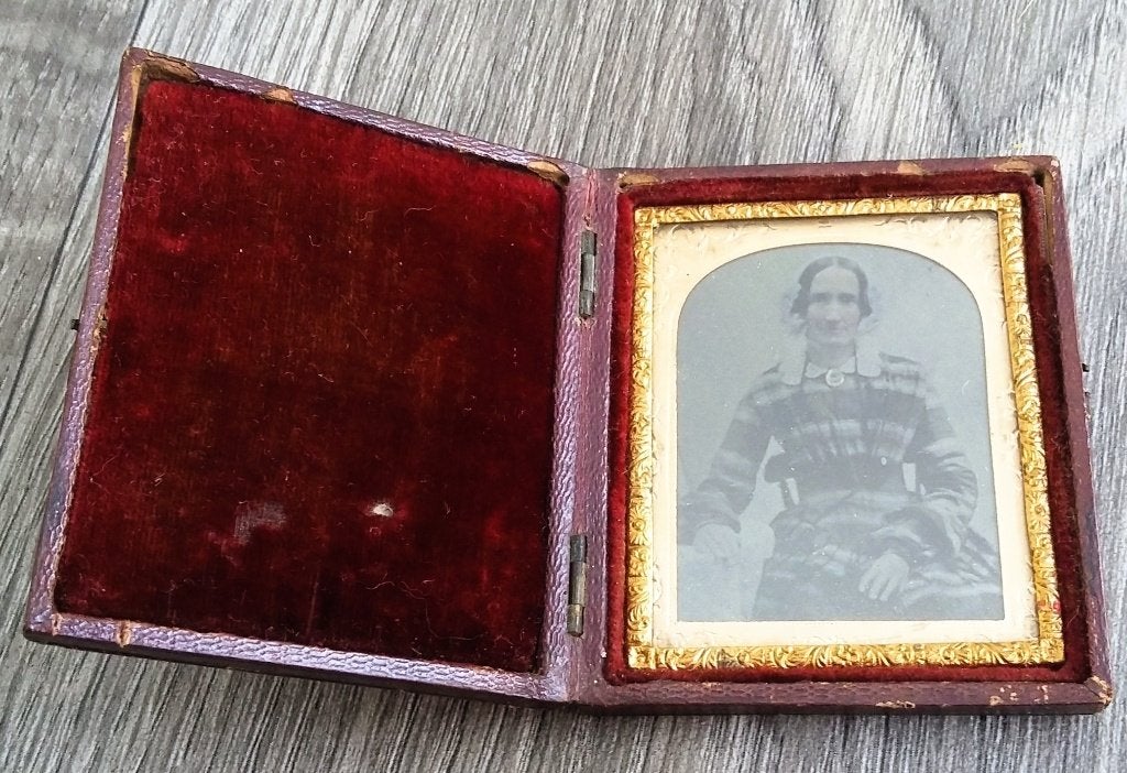 Omstreeks 1850 Pasfoto Foto Houder Daguerreotype Tintype, Ophalen of Verzenden