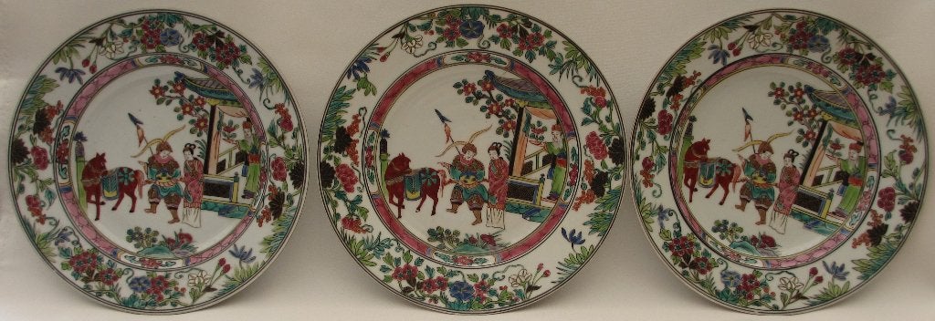 3x porseleinen familie rose Samson borden, ca. 1880/1900, Ophalen of Verzenden