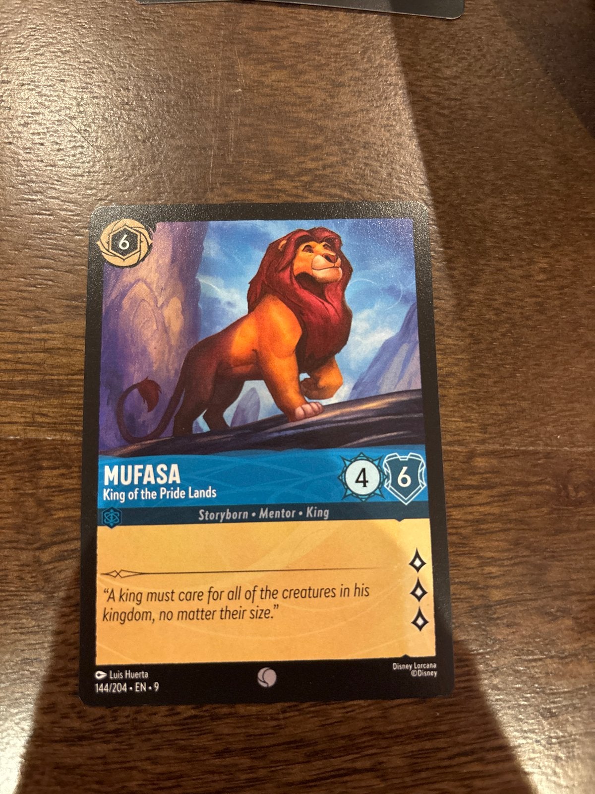Disney Lorcana Mufasa King of the Pride Lands 144/204, Ophalen of Verzenden, Nieuw, Losse kaart