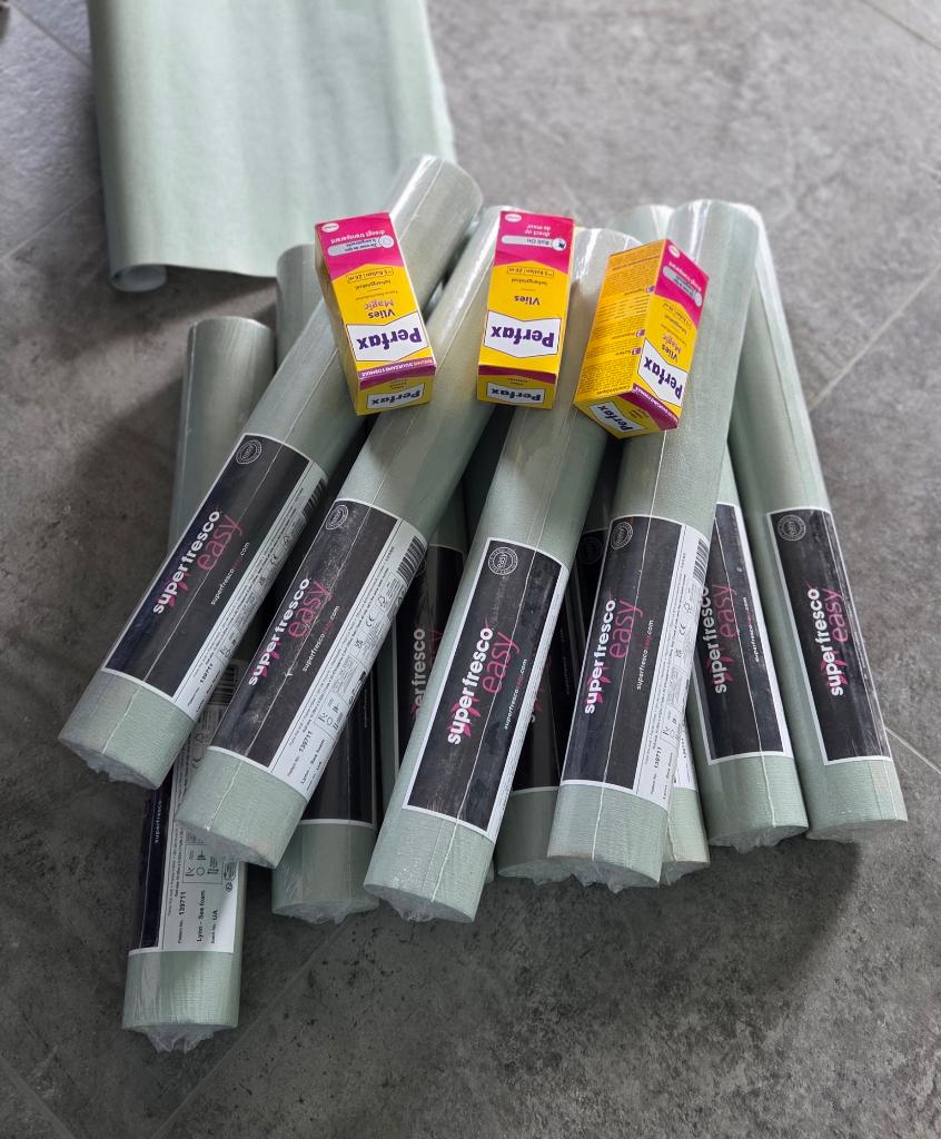 11 rol super fresco easy behang met lijm, groen, Ophalen of Verzenden, 50 tot 75 m², Groen