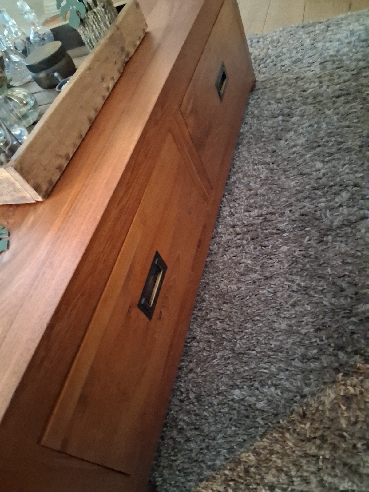 Mooie houten tafel met 2 grote lades., Ophalen, Gebruikt, 25 tot 50 cm, 50 tot 100 cm
