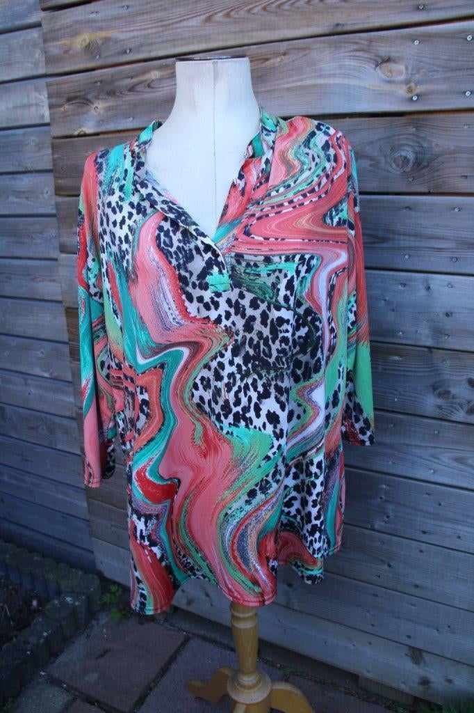 Tuniek oranje/ groen Magna mt XXXL Vaste prijs, Kleding | Dames, Grote Maten, Blouse of Tuniek, Ophalen of Verzenden, Groen, Magna
