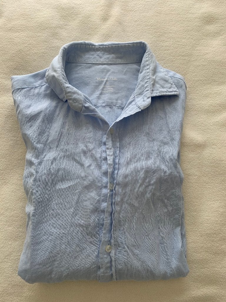 Massimo Dutti linen shirt, Ophalen of Verzenden, Zo goed als nieuw, Maat 48/50 (M), Blauw