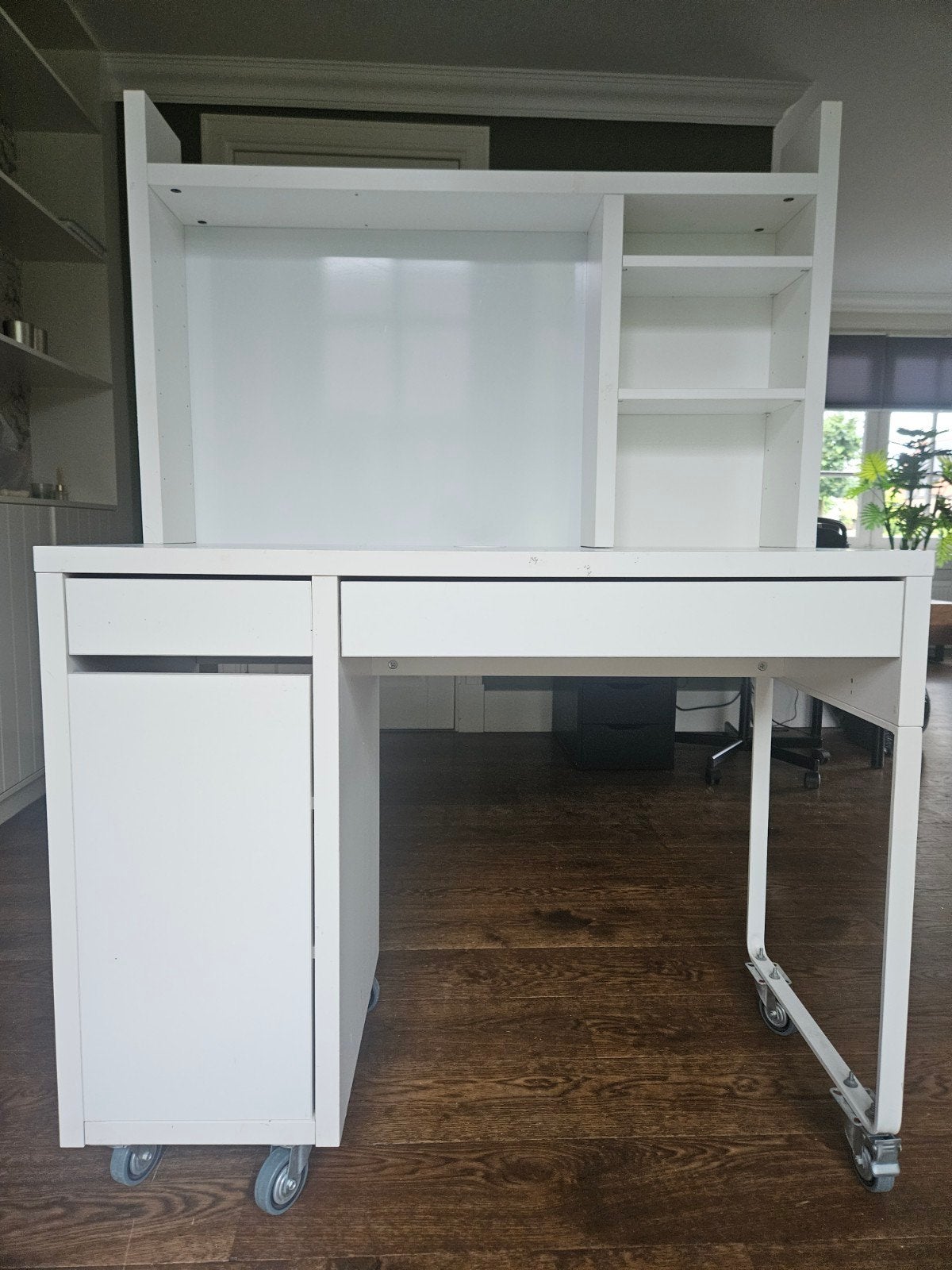 IKEA Micke bureau wit met opzetstuk, 105x50 cm, Ophalen, Gebruikt, Opzetstuk, IKEA