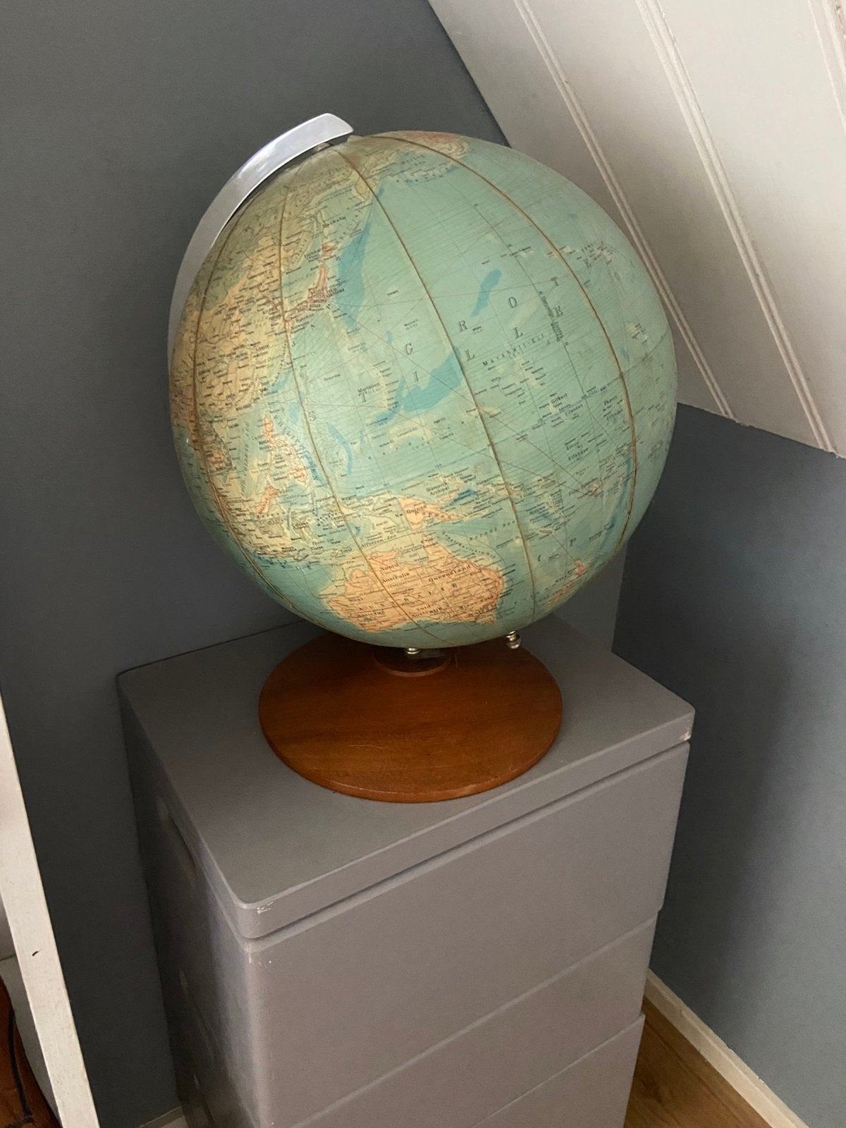 Brocante/vintage oude globe, Ophalen, Gebruikt