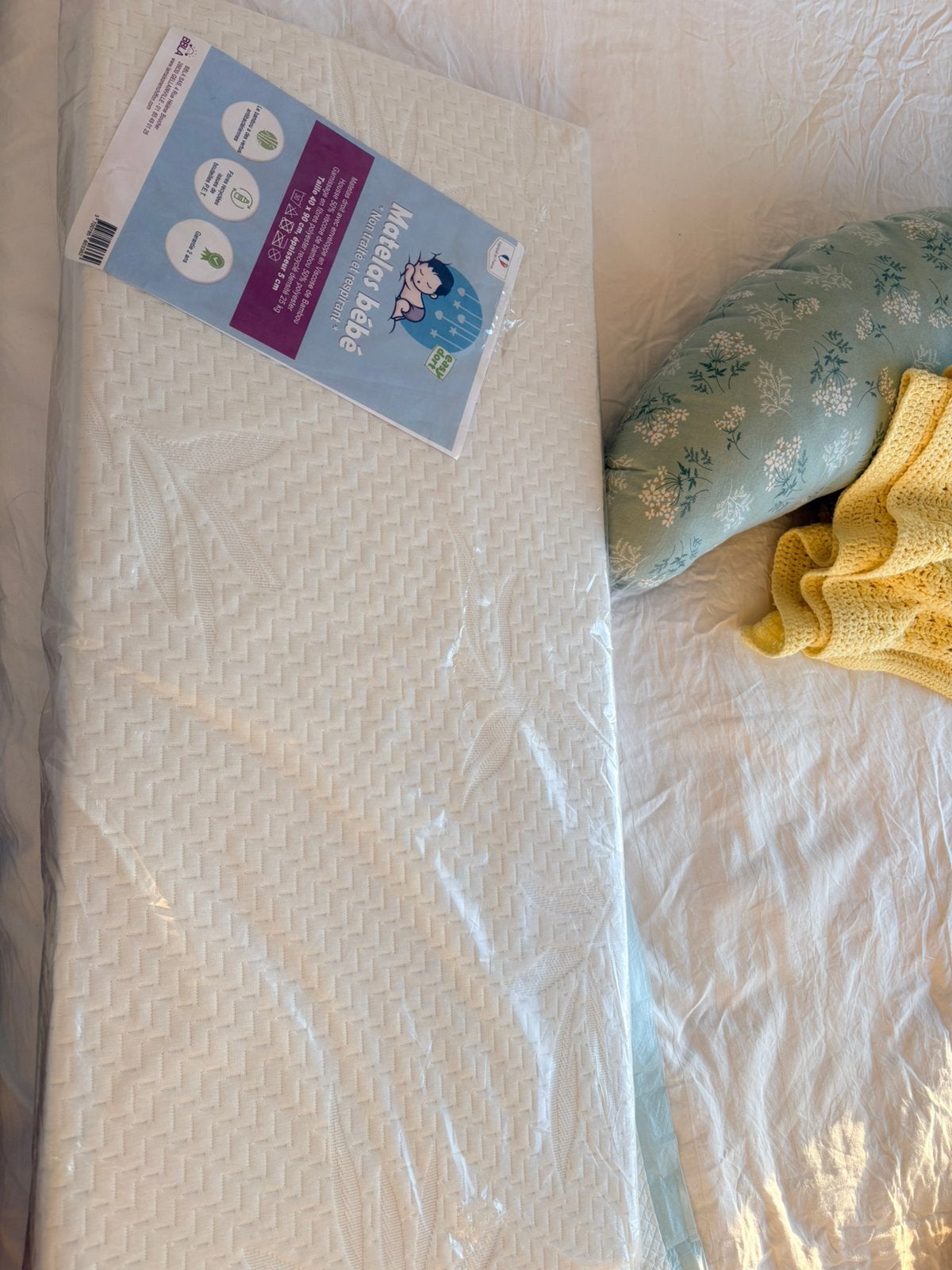 EasyDort Baby Mattress 40x90 new not opened, Ophalen, Jongetje of Meisje, Wit, Dekbedovertrek
