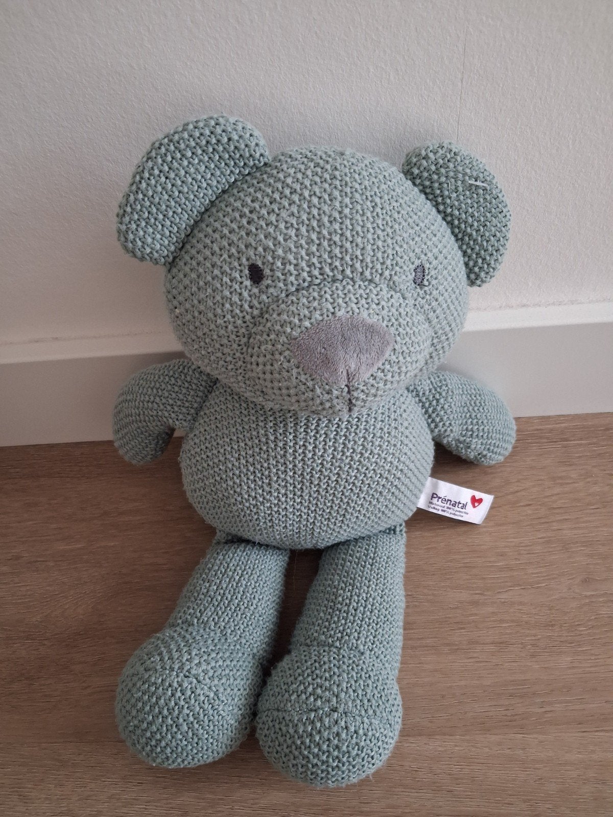 Knuffel Prenatal beer gebreid blauw groen gehaakt L146, Kinderen en Baby's, Ophalen of Verzenden, Zo goed als nieuw, Beer