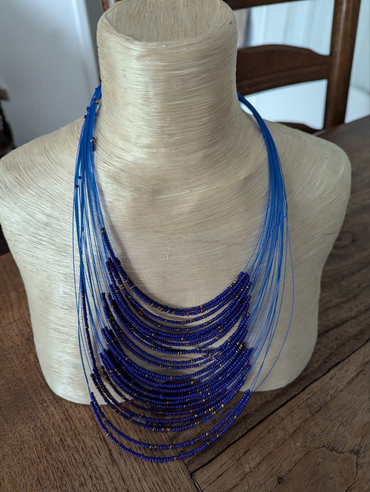 Prachtige blauwe kralenketting, Ophalen of Verzenden