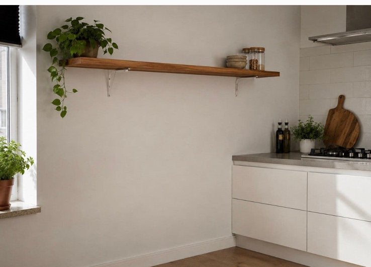 Houten wandplank 210lx18b, Huis en Inrichting, Woonaccessoires | Wandplanken en Boekenplanken, Ophalen, Zo goed als nieuw
