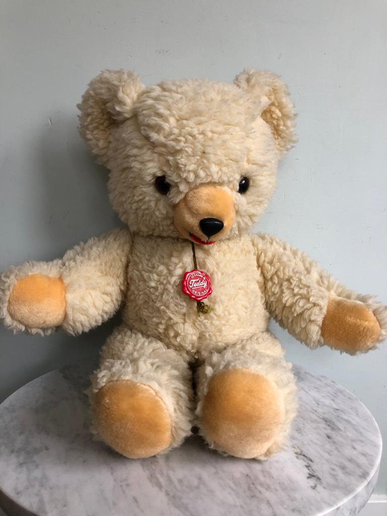 Grote originele Hermann teddybeer, met label, 55 cm. z.g.a.n, Ophalen of Verzenden, Zo goed als nieuw, Stoffen beer, Overige merken