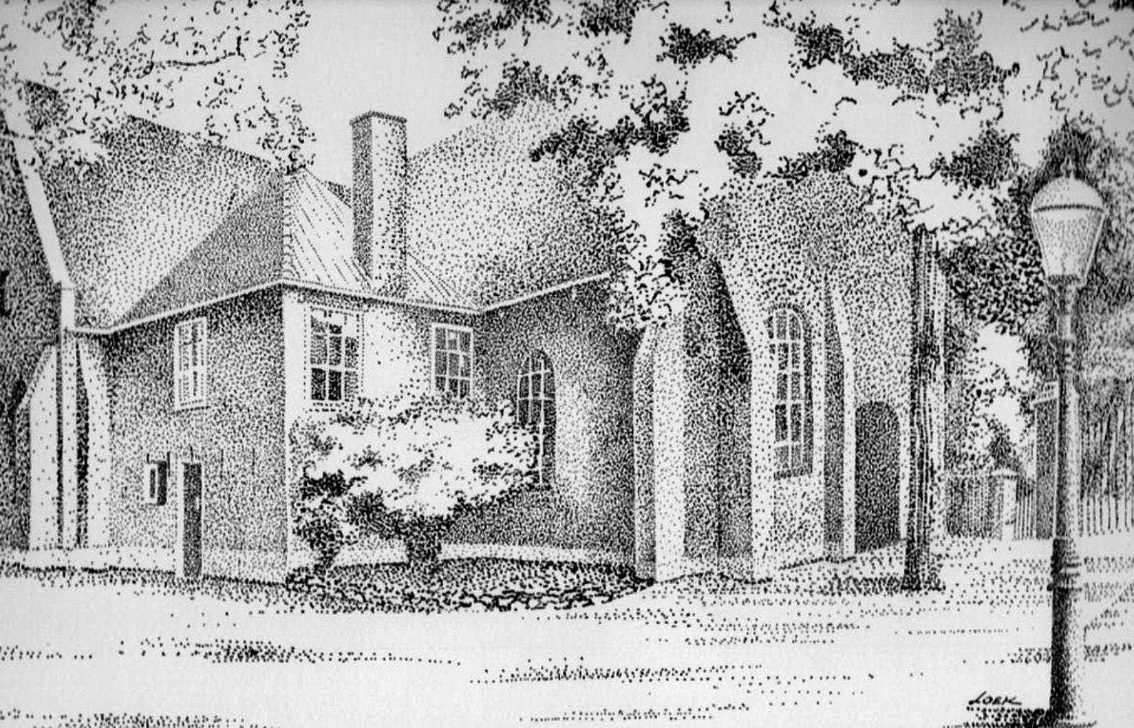 Loek Bosman - Pentekening Kerkplein Vlieland en ets de Jong, Ophalen of Verzenden