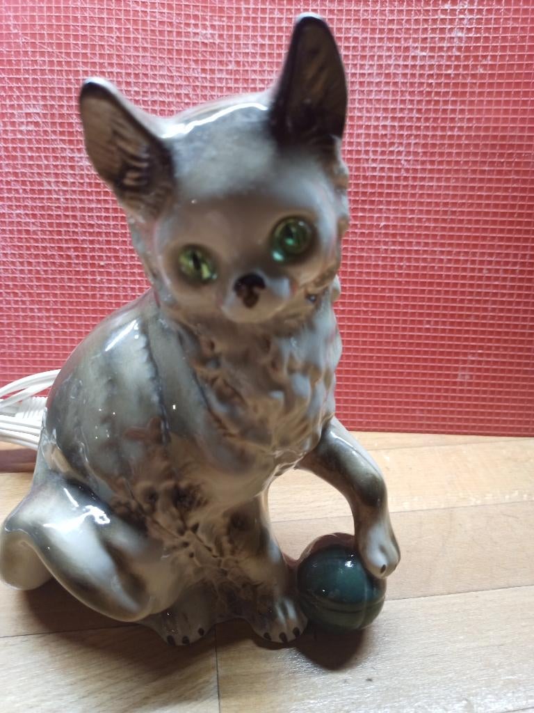 Geurhuisje parfumlamp parfumlampje poes met bal gemarkeerd, Antiek en Kunst, Ophalen of Verzenden