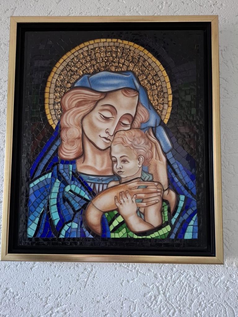 Madonna met kind mozaïek steenjes, Ophalen of Verzenden
