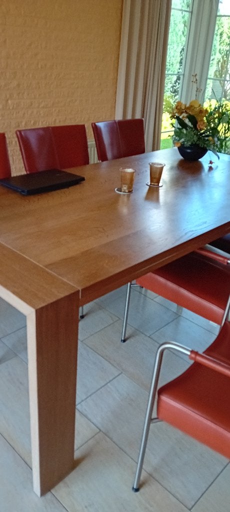 Eettafel, Huis en Inrichting, Tafels | Eettafels, Ophalen, Gebruikt, Eikenhout, 200 cm of meer