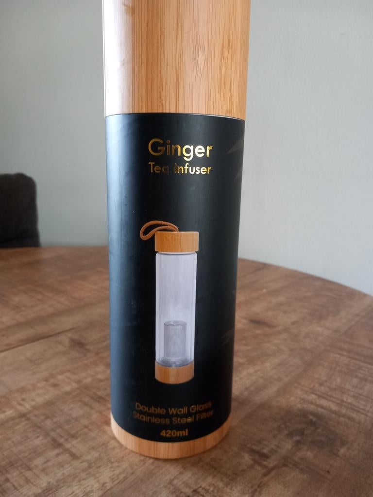 Nieuw Ginger Tea Infuser met dubbelwandig glas en filter, Ophalen, Nieuw