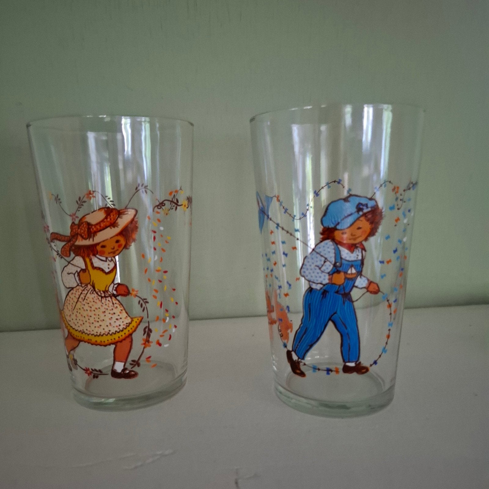 2 Vintage drinkglazen holly hobby/ sarah kay, Ophalen of Verzenden