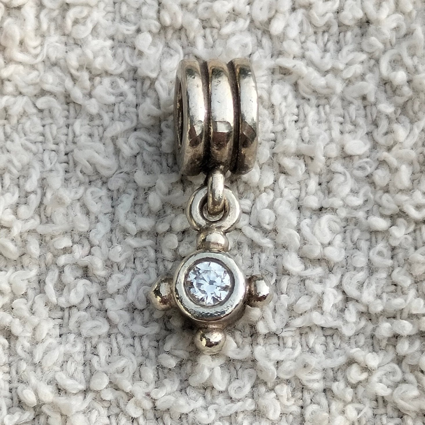 Pandora Kompas Hanger Bedel Zilver Zirkonia, Pandora, Ophalen of Verzenden, Zo goed als nieuw, 1 bedel