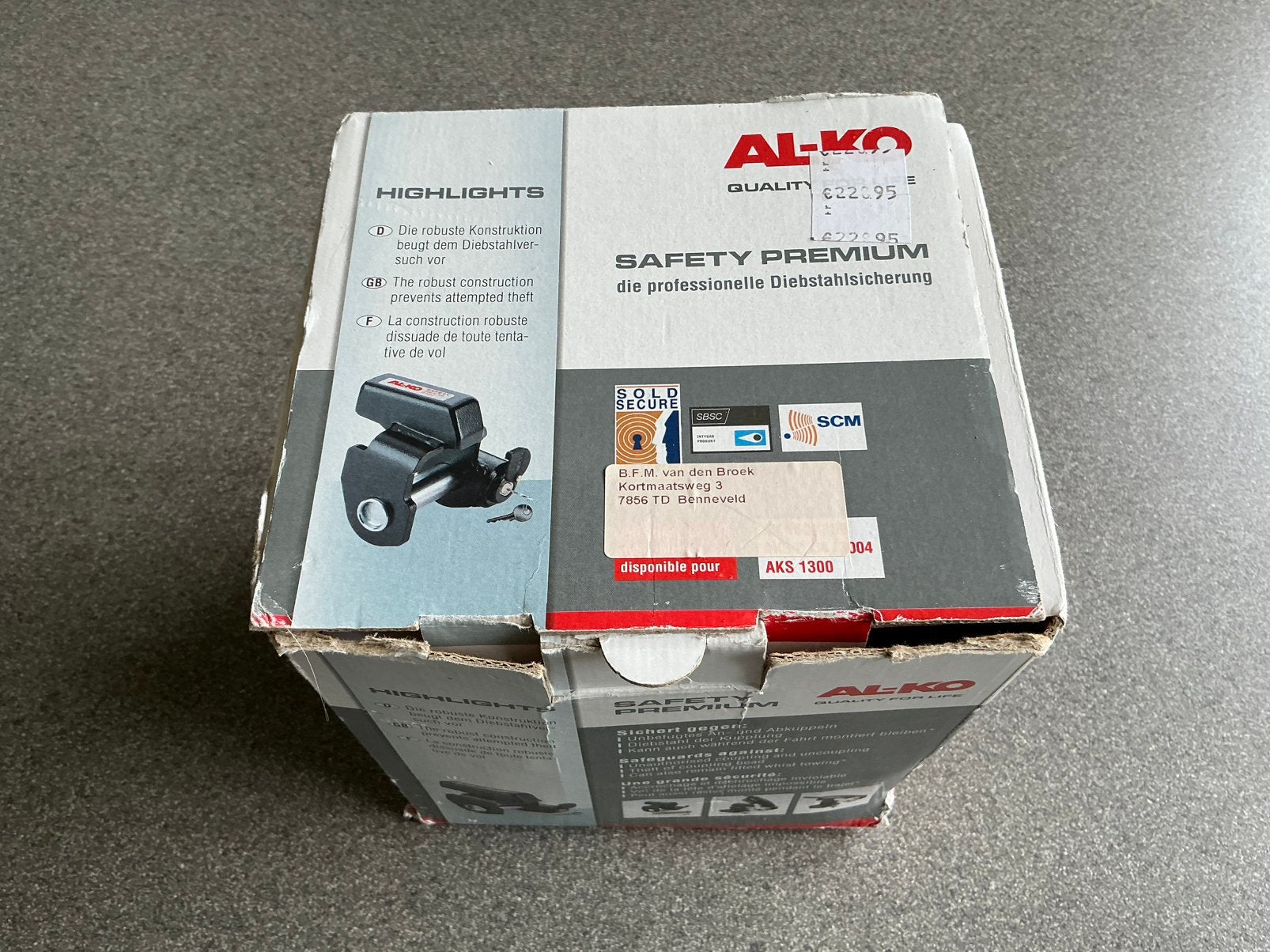 Alko veiligheidsslot voor caravan of trailer, Ophalen