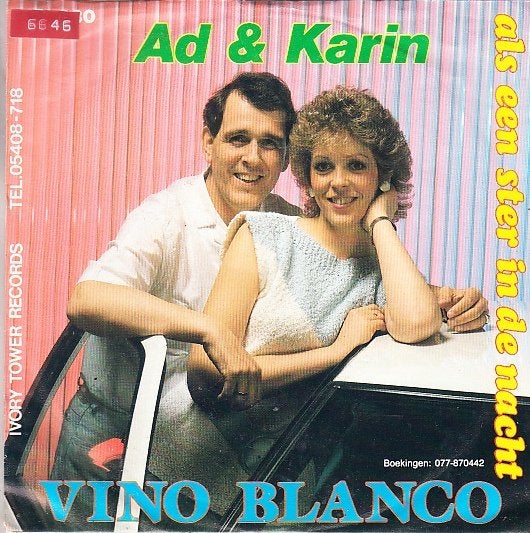 ad & karin - vino blanco  ( 1987/ piraat) (1juni), Fotohoes, Ophalen of Verzenden, Gebruikt, Nederlandstalig