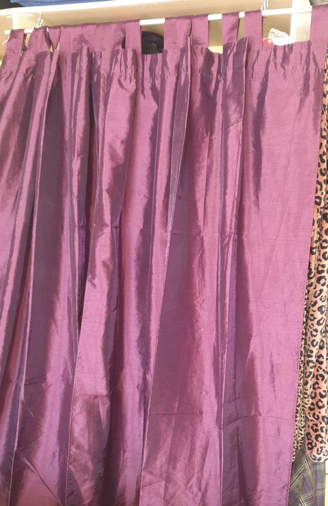 Set van 2 Bordeaux/paarse overgordijnen 110×270, Ophalen of Verzenden, Zo goed als nieuw, Bruin