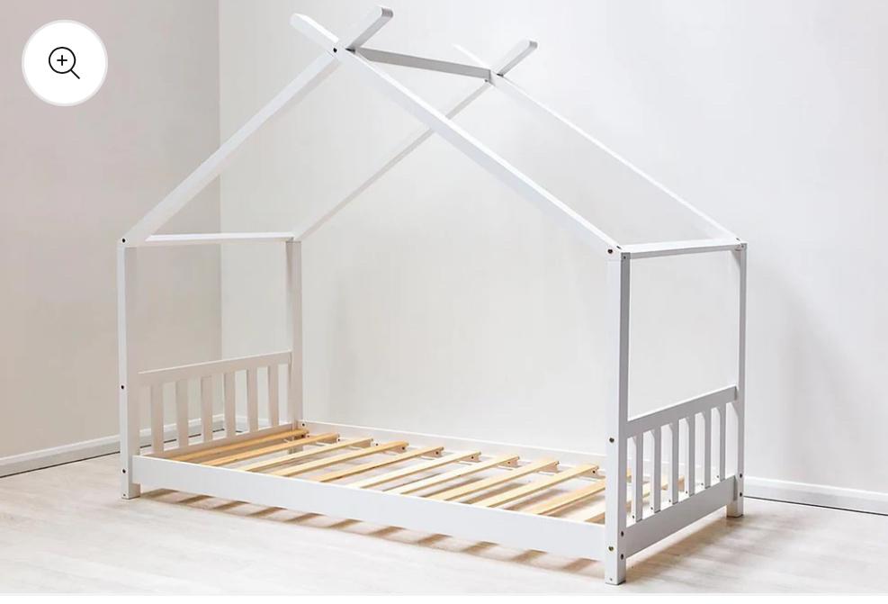 Kids House Bed White & Mattress, Ophalen, Zo goed als nieuw, 180 cm of meer, 85 tot 100 cm