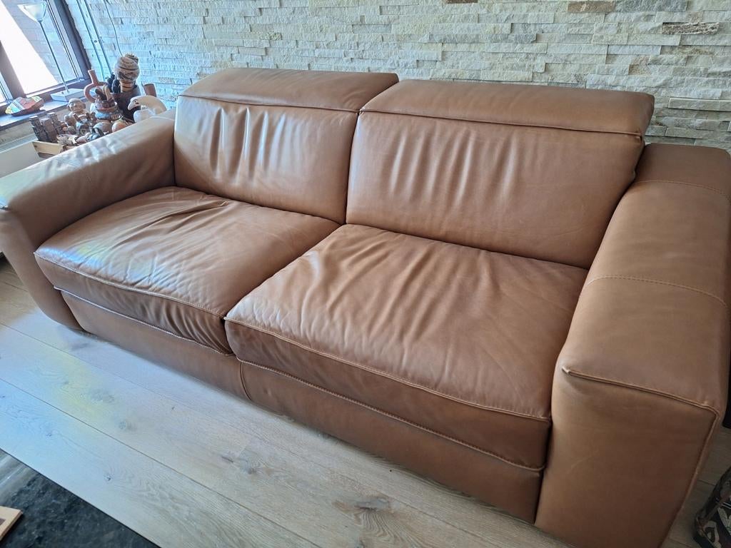 Lederen Natuzzi bank, Ophalen, Gebruikt, 75 tot 100 cm, Tweepersoons