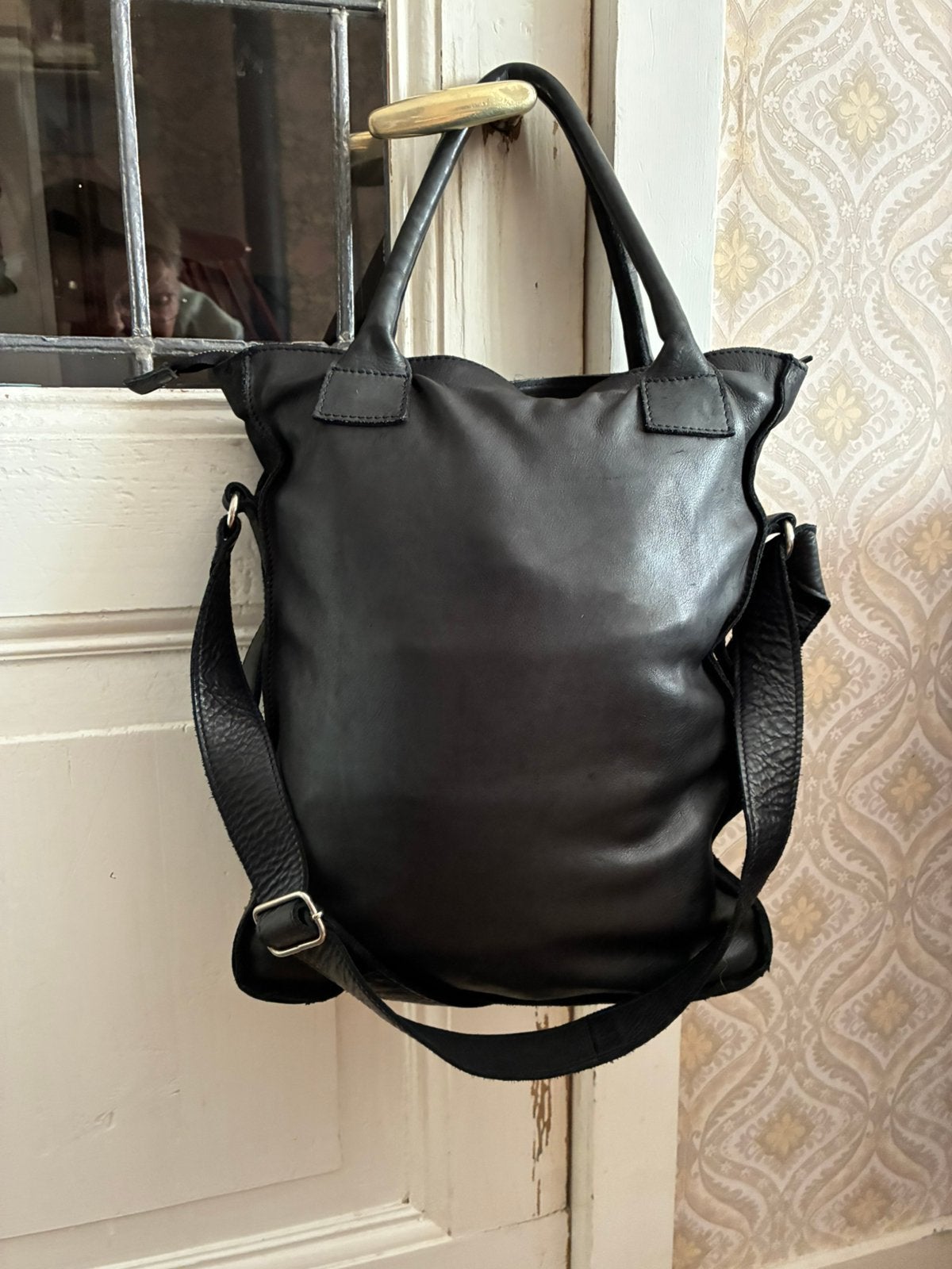 Leren cowboysbag, Overige merken, Zwart, Ophalen of Verzenden, Zo goed als nieuw