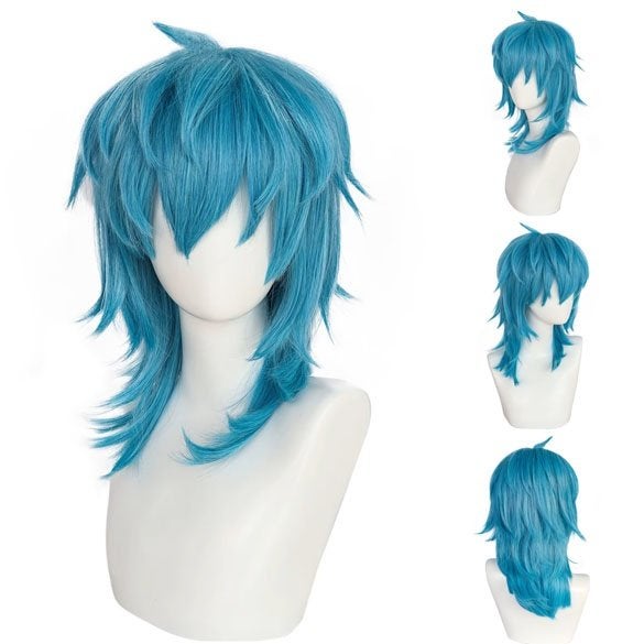 Cosplay pruik lang haar in laagjes blauw mix, Ophalen of Verzenden, Nieuw, Pruik of Haarverlenging