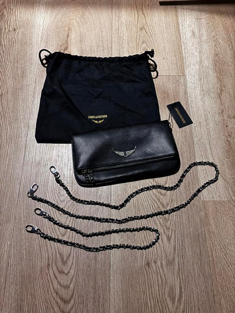 Zadig & Voltaire Rock Grained Leather HandTasje, Ophalen of Verzenden, Zo goed als nieuw, Zwart, Schoudertasje