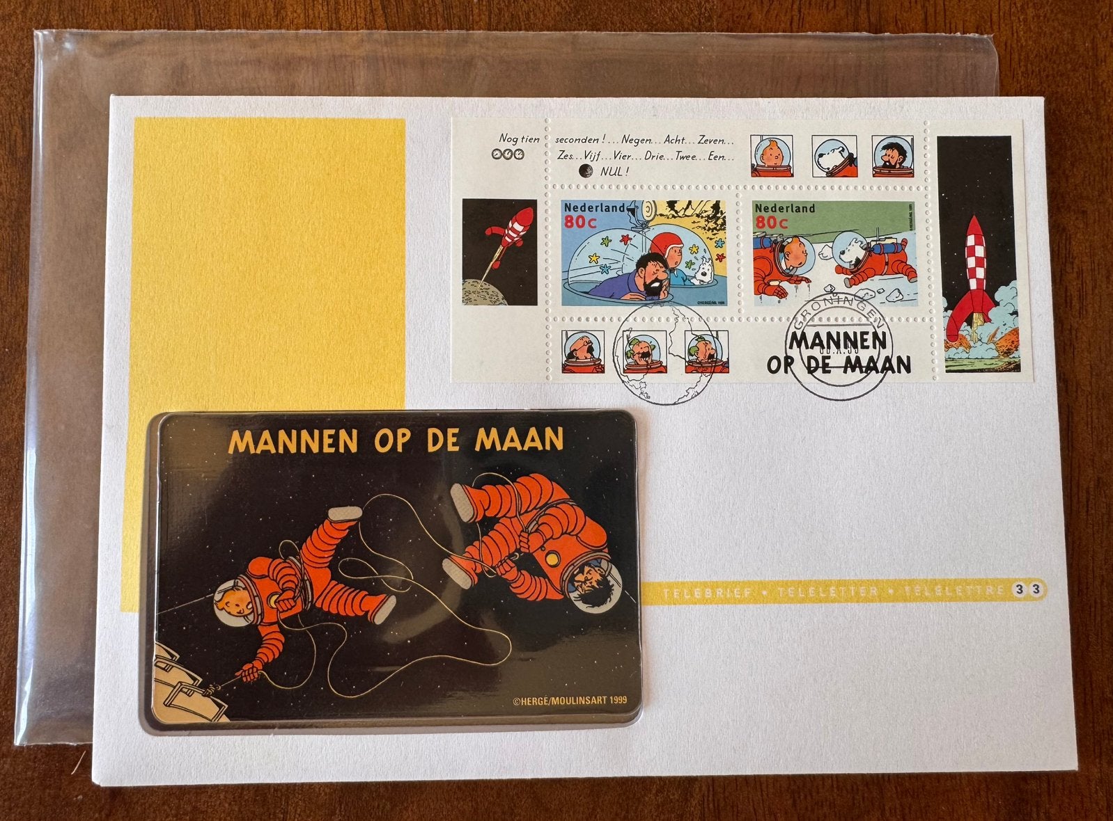 Kuifje op de Maan: Telebrief, Postzegels en Ecu Brief, Ophalen of Verzenden, Na 1940, Postfris