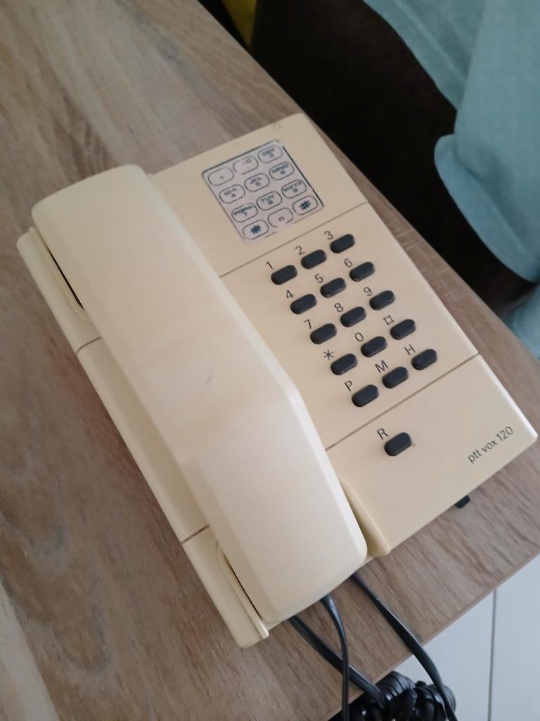 Vintage PTT Vox 120 Telefoon - Crèmekleurig Druktoetsmodel, Ophalen of Verzenden, Gebruikt