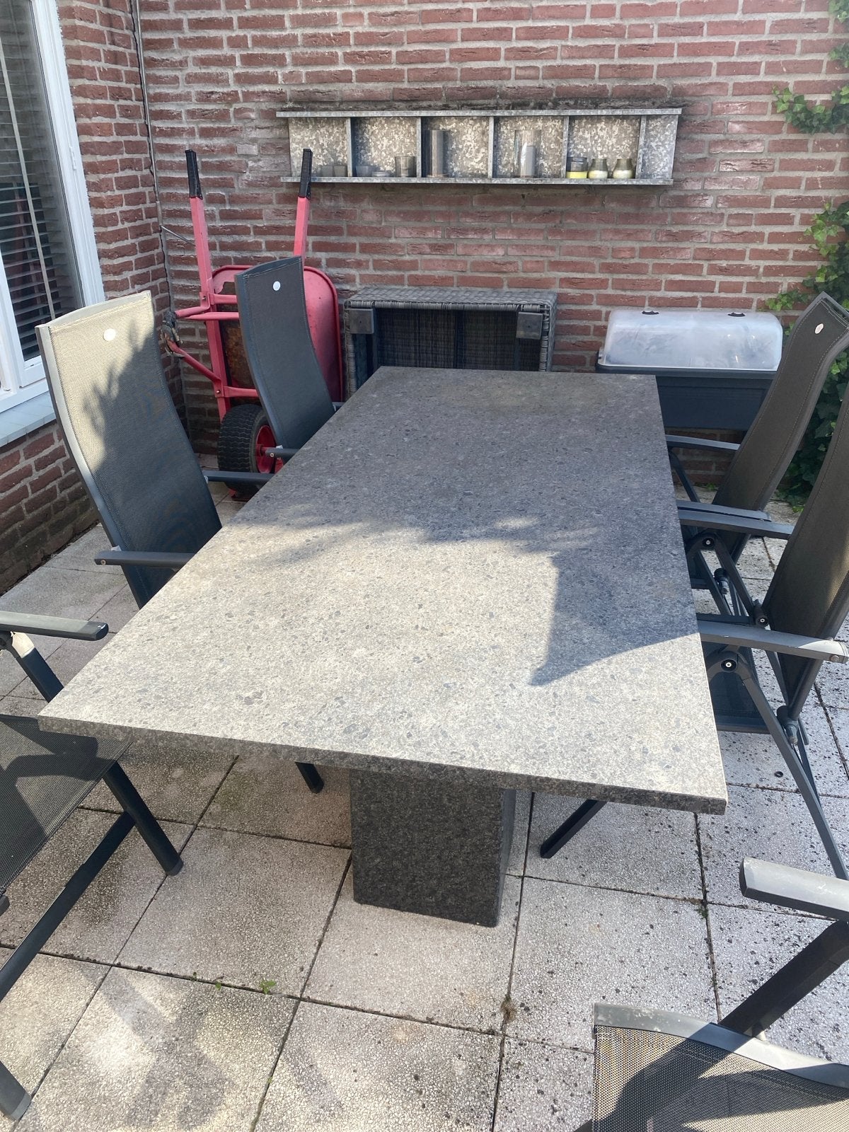 Natuurstenen granieten tafel, Ophalen of Verzenden, Zo goed als nieuw, Rechthoekig, Overige materialen